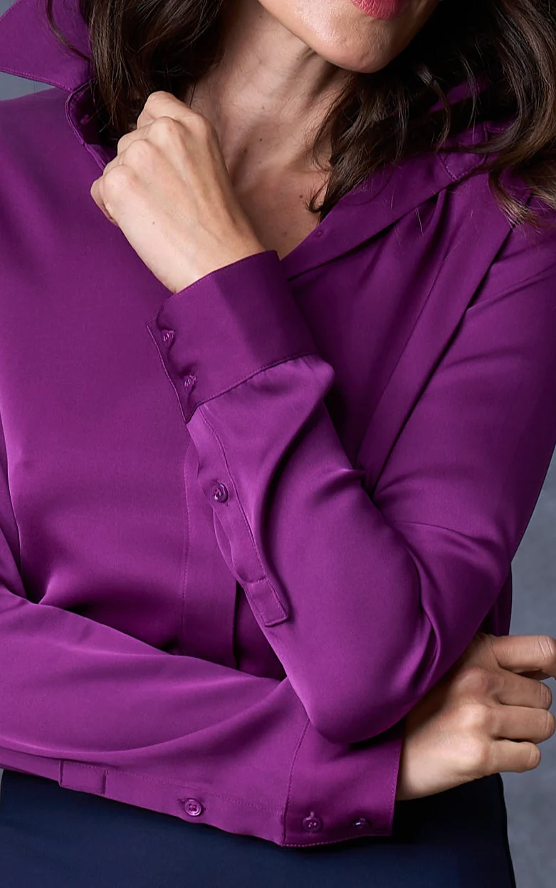 The Grace Silk Long Sleeve Blouse Deep Purple - Image 2