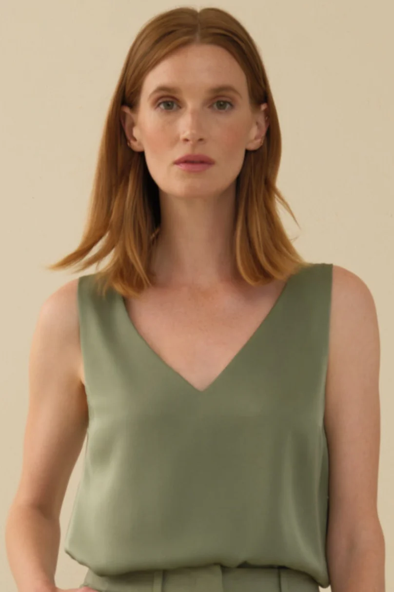 The Hazel Silk Tank Sage - Image 2