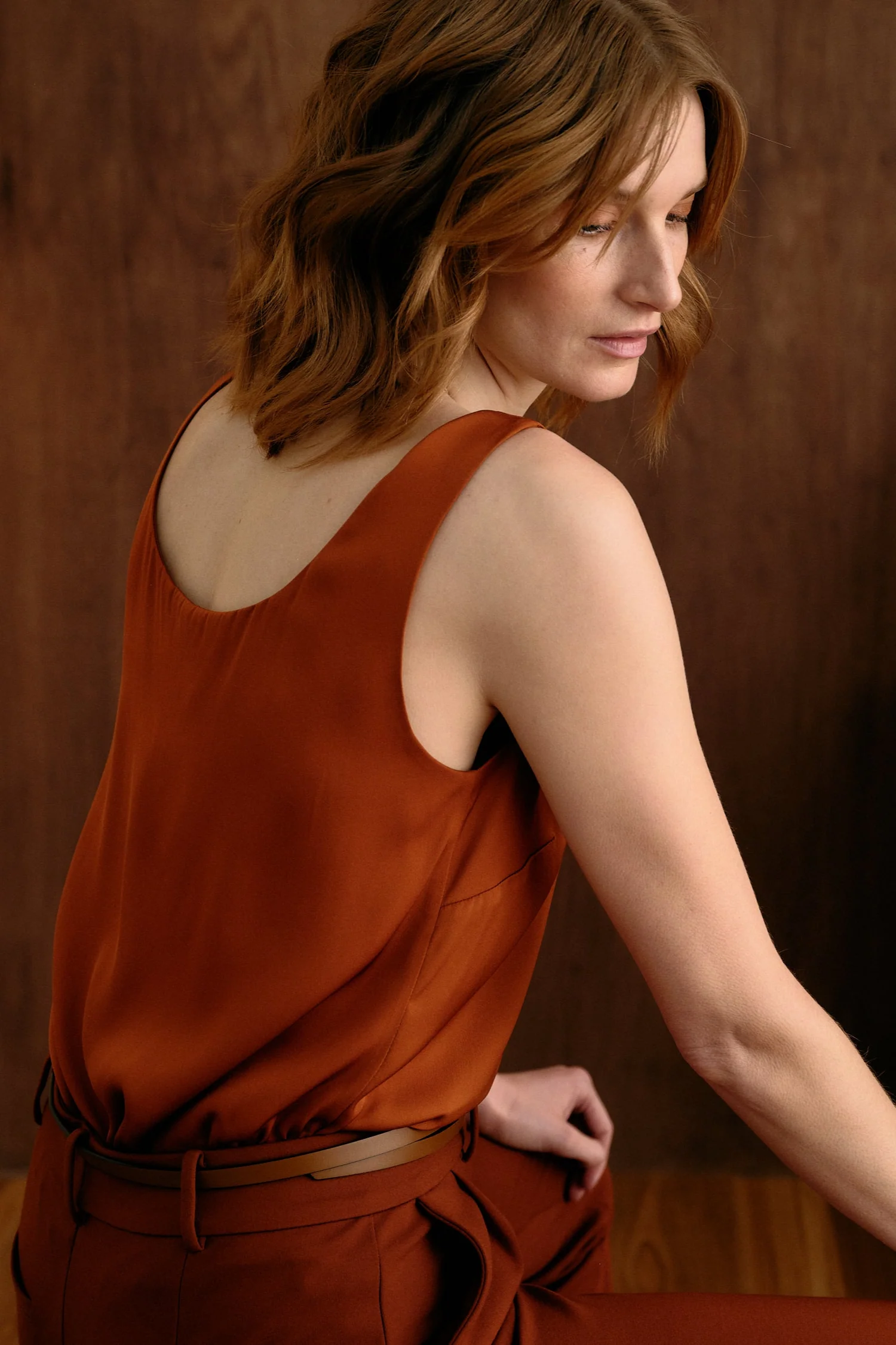 The Ivy Silk Tank Ochre - Image 4